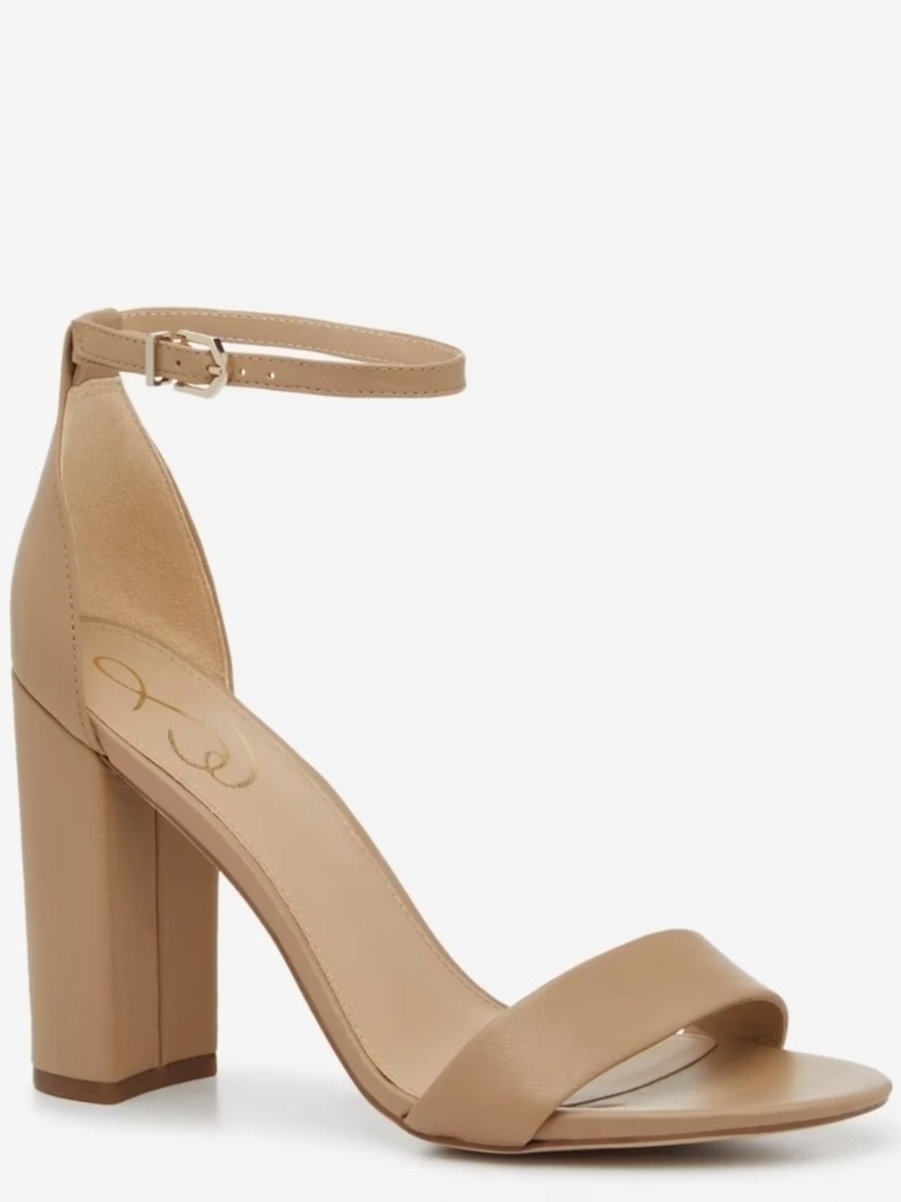 SAM EDELMAN Yaro beige Leather Upper ankle strap block heel sandals